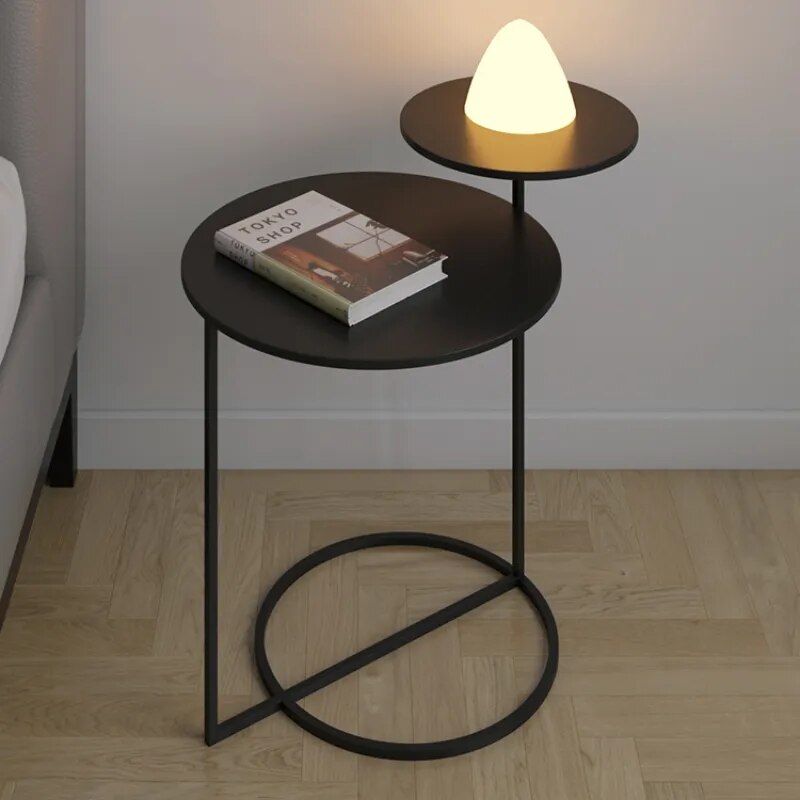 Table d'appoint ronde et moderne au design nordique avec double plateau ...